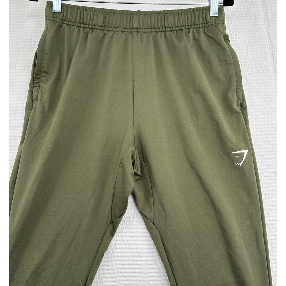 Gymshark Joggers Pants Mens Medium Olive Green Logo Drawstring Athletic Pockets - Picture 2 of 11